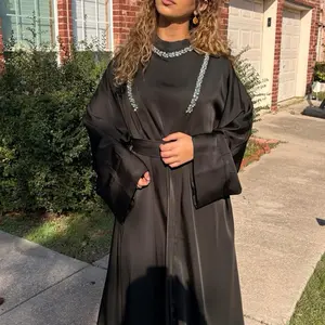 Elegant Black, Green, and Mint Colored Abayas with Silver Beads for Stylish Wear