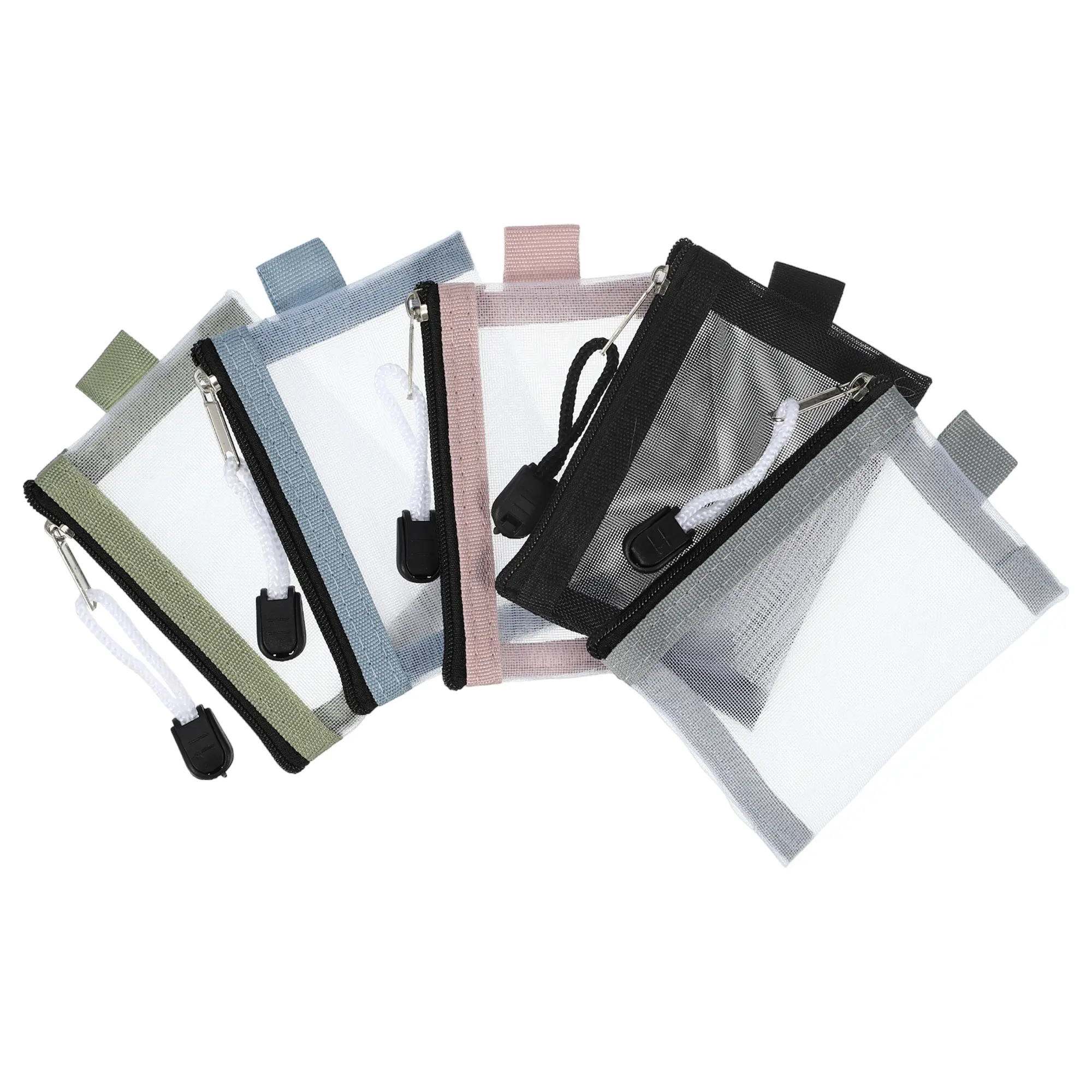 CHEIBEAR 5pcs Mini Zipper Mesh Bags, 4.33"x2.95" Nylon Small Zipper Mesh Pouch, Mini Zipper Bag for Purse, Portable Travel Mesh Zipper Bags for Coin, Credit Card, Earphone, Lipstick
