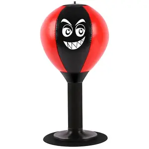 Desktop punching bag with suction cup - Heavy-duty office punching ball, suitable for children and adults. Stress-relieving toy, venting toy. Includes air pump + suction cup pressure valve.
