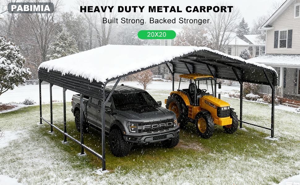 MNLR 20x20 FT Steel Carport, Galvanized Metal Car Shelter for Cars, Trucks, Boats and Tractors