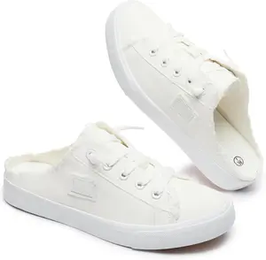 BENPAO Women's Slip on Sneakers Canvas Slip ons Shoes Fashion Comfortable Mules Womens Non Slip Loafers Casual Backless Shoes