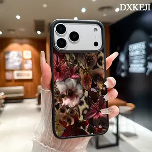 Leopard Print Floral Pattern Magnetic MagSafe Phone Case for iPhone 17 Air/16 Pro Max 15 Pro 14 13 12 11 Plus Lightweight Shockproof Slim Protective Cover Supports Wireless Charging Case Casing