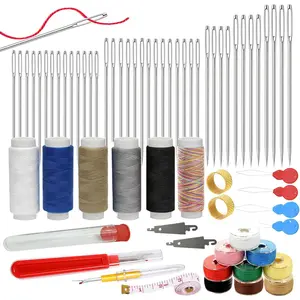 66 count Sewing Kit 5 Size Big Eye Stainless Steel  for Hand Sewing  and Thread Kit with Threaders, Bobbins,Thimbles,Seam Rippers Accessories and Supplies Tools for Adults Beginners