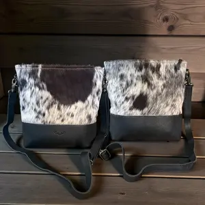 Genuine Cowhide Large Crossbody Bag Black Crossbody Highlands Purse