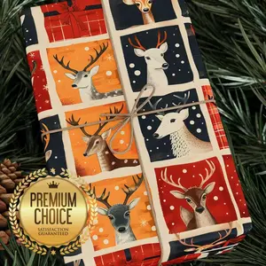 Timeless Reindeer Christmas Wrapping Paper | Festive Deer Pattern Gift Wrap | Winter Holiday Wrapping Paper