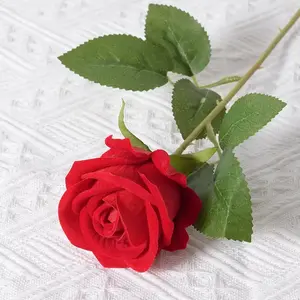 5Pcs Artificial Flowers Bouquet Red Velvet Fake Rose Flower for Wedding Home Table Decoration Christmas Valentine'S Day Gift Does not apply