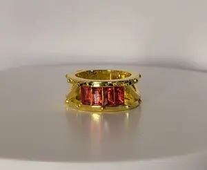 Modern 2.0 Carat Ruby Red Gold Channel Cluster Ring