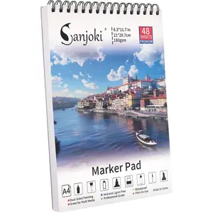 Premium Marker Pad, 48 Sheets, 180gsm, 8.3" x 11.7", Dual Sided Painting, Acid and Lignin Free, Bleedproof, Professional Grade