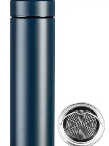 Insulated Water Bottle 17 oz Stainless Steel Thermo Double Wall Vacuum Keeps Hot 12 Hrs Cold 24 Hrs for Coffee Drinks BPA Free Blue Color Drinkware Flasks