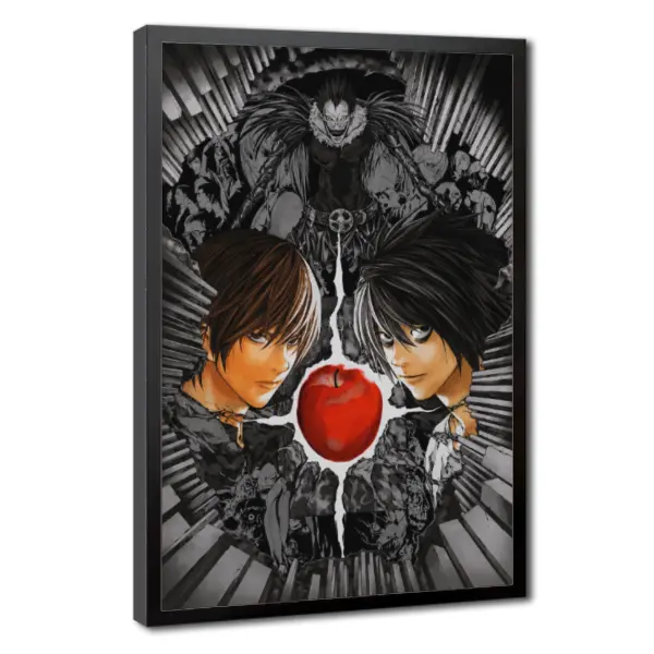Death Note Anime Canvas Poster, Light Yagami & L Manga Wall Art, Japanese Comic Inspired Room Decor, Anime Fan Gift, Aesthetic Bedroom Decoration, Gaming Room & Office Wall Decor