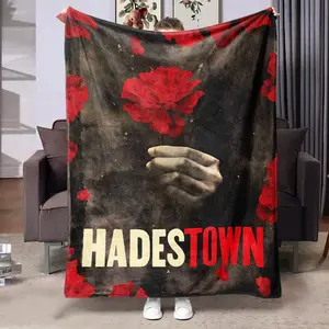 Music Theater Hadestown Flannel Blanket, Soft Warm Retro Drama Style, Perfect Gift for Theatre Fans, Poppy Design, Winter Blanket