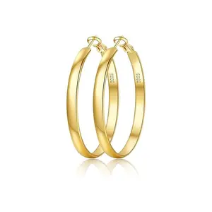 50MM Gold Hoop Earrings for Women,Sterling Silver Hoop Earrings Large Silver Hoop Earrings Hypoallergenic Lightweight 14K Real Gold Plated Big Hoop Earrings for Women