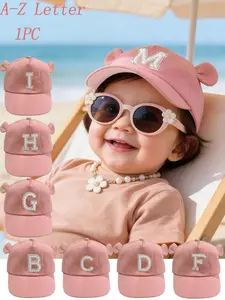 1PC Baby Boys Girls Baseball Cap, Adjustable Casual Sun Protection Hat, Cute Ear Design, 26 Letter Options, Suitable for Daily Wear 1-3Y