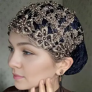 🌙🌟 Moonlit Lace Symphony 🌟🌺 Stretchable Beaded Hijab Scarf | Chemo-Soft Luxury Ramadan Ready & Everyday Radiance #ModestGlow #GentleElegance #DualPurposeMagic