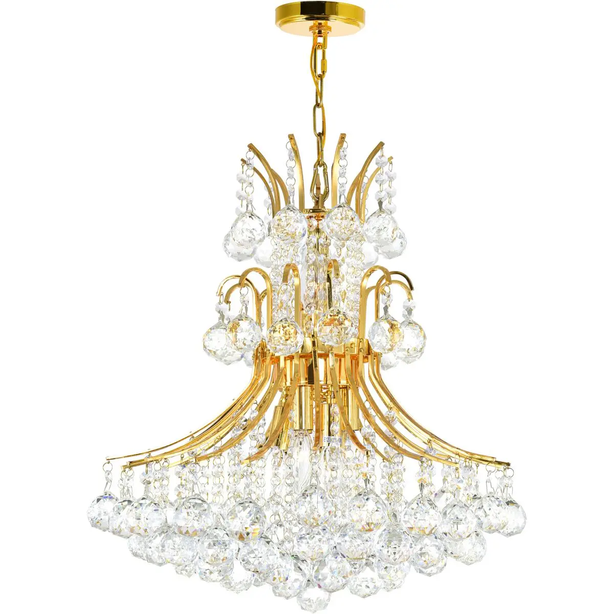 CWI Lighting Princess 10 Light 24 inch Gold Down Chandelier Ceiling Light 8012P24G