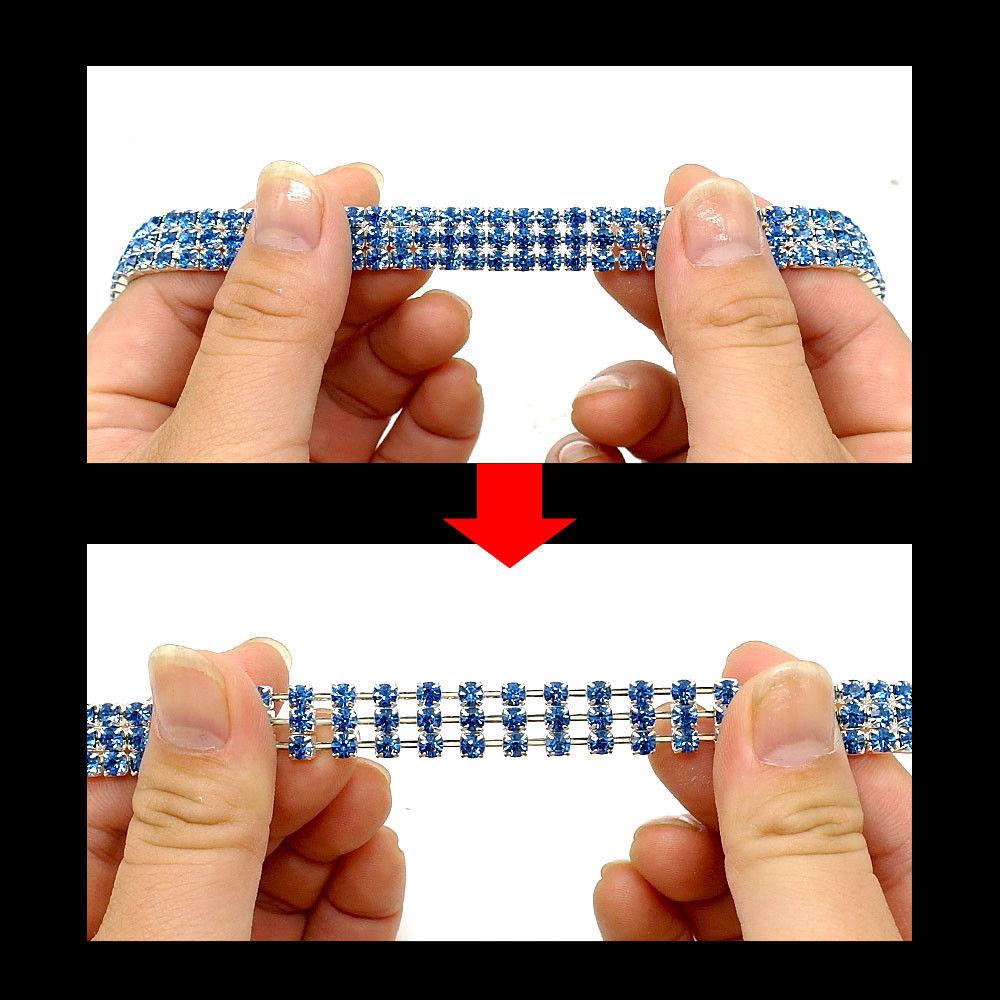 3 Rows Rhine Stone Elastic Pet Necklace/Dog Chain/Cat Crystal Collar — Pet Supplies, Small Dog Accessories, Tag
