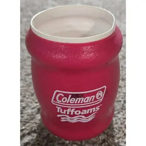 Vintage Coleman Tuffoams Foam Insulated Beer Can Coozie Koozie Holder Red