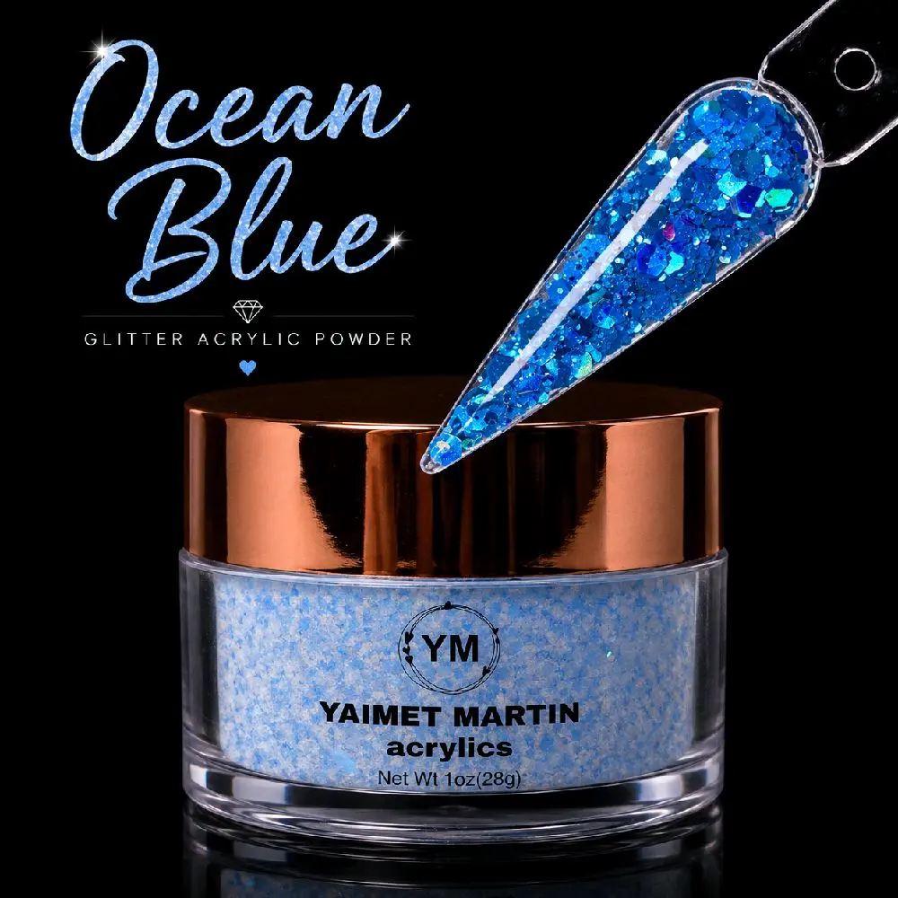 Ocean Blue Glitter Acrylic Powder, 1 oz