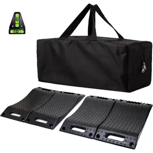 Rubber Tire Saver Ramps 4-Pack Wheel Chocks -- 60,000 lbs Heavy Duty,  Flat Spots & Tire , Anti-Slip for  SUV RV & Trailer Long-Term Storage, Portable with Bag & Bubble Level