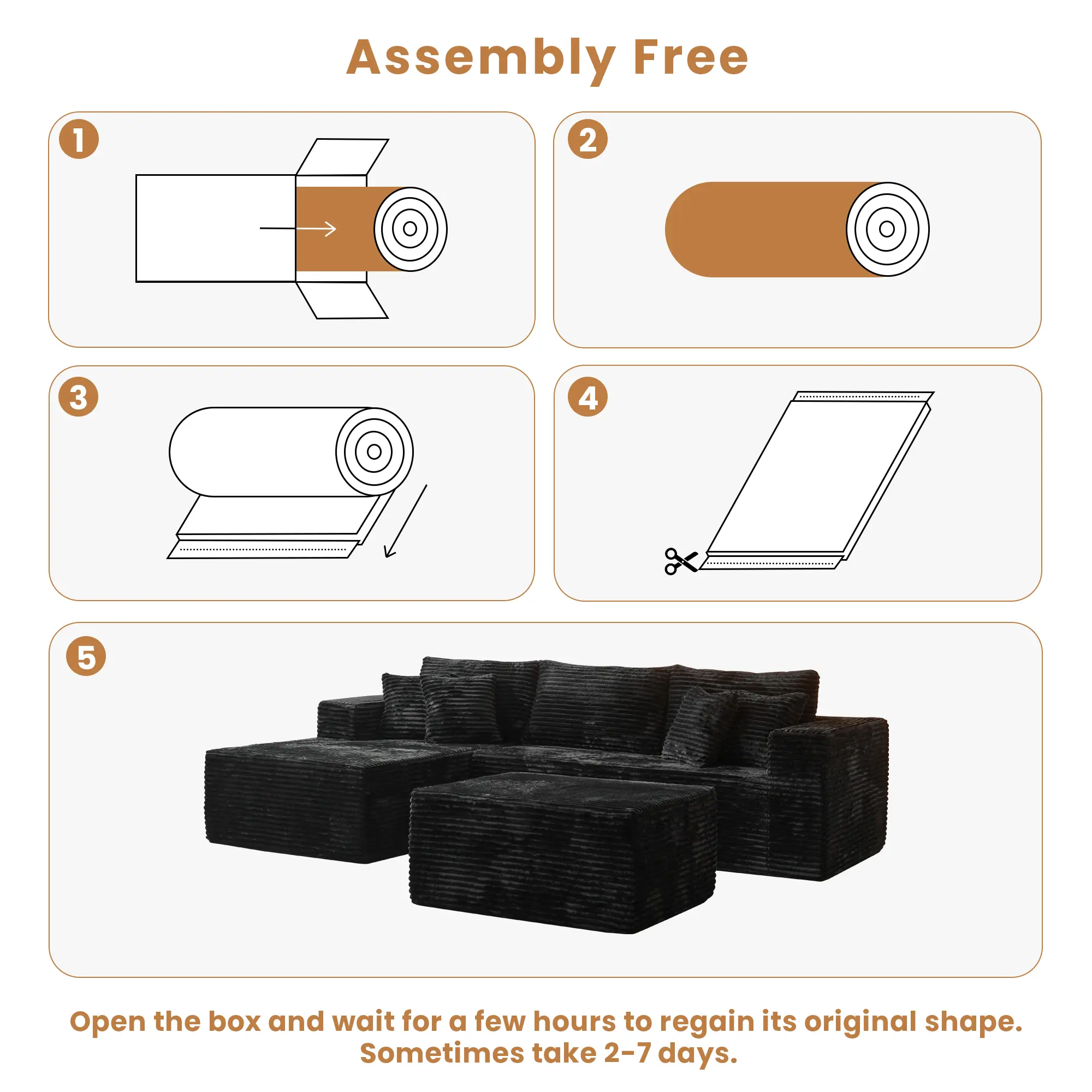 108" Boneless Couch Cloud Modular Sectional Sofa, Morden Couch With Removable Ottomans & Chaise, Plush Corduroy&Deep Seat Premium High-Density Foam Couches, No Assembly Needed for Living Room 108" Boneless Couch Cloud Modular Sectional Sofa, Morden Couch With Removable Ottomans & Chaise, Plush Corduroy&Deep Seat Premium High-Density Foam Couches, No Assembly Needed for Living Room