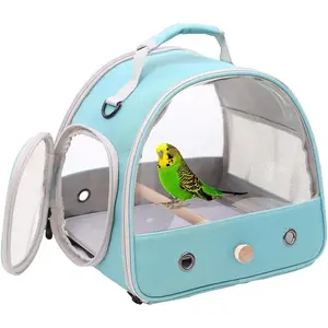 Small Bird Travel Cage Carrier, Portable Parrot Parakeet Carrier with Standing Perch and Comfy Mat, Budgies Carry Transport Bag for Vet Visit Shopping and Outdoor Adventure.
