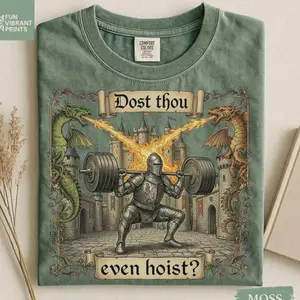 Funny Medieval Gym Shirt Dost Thou Even Hoist | Comfort Colors 1717 Bella Canvas 3001 | Knight Lifting Workout Tee | Fitness Gift for Him