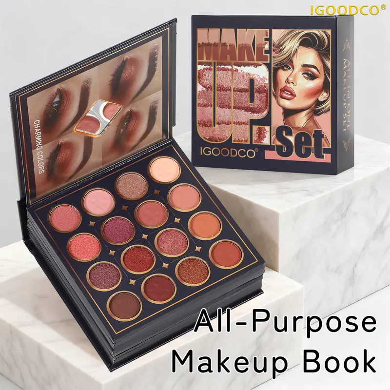 Igoodco 67-Shade Compact Powder Eyeshadow Palette Cosmetic Kit - European/American Style, Glossy-Matte Finishes, Warm Neutrals, 3 Years Shelf Life, No Irritants, for Eye/Blush Application