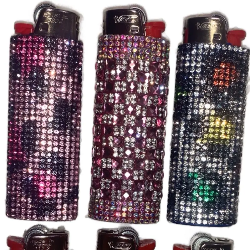 Pink Planes + Bling Lights Singles + Diamonds + Crystal Rhinestones +  Luxury Accessory+ Assorted Colors & Styles + creative, + cute lighter lighter junk custom sparkle fancy Set rhinestone daily use lucky
