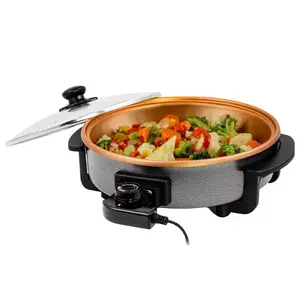 NEW Copper Electric Skillet 113 Sq. In. with Nonstick Surface and Adjustable Temperature OVENTE