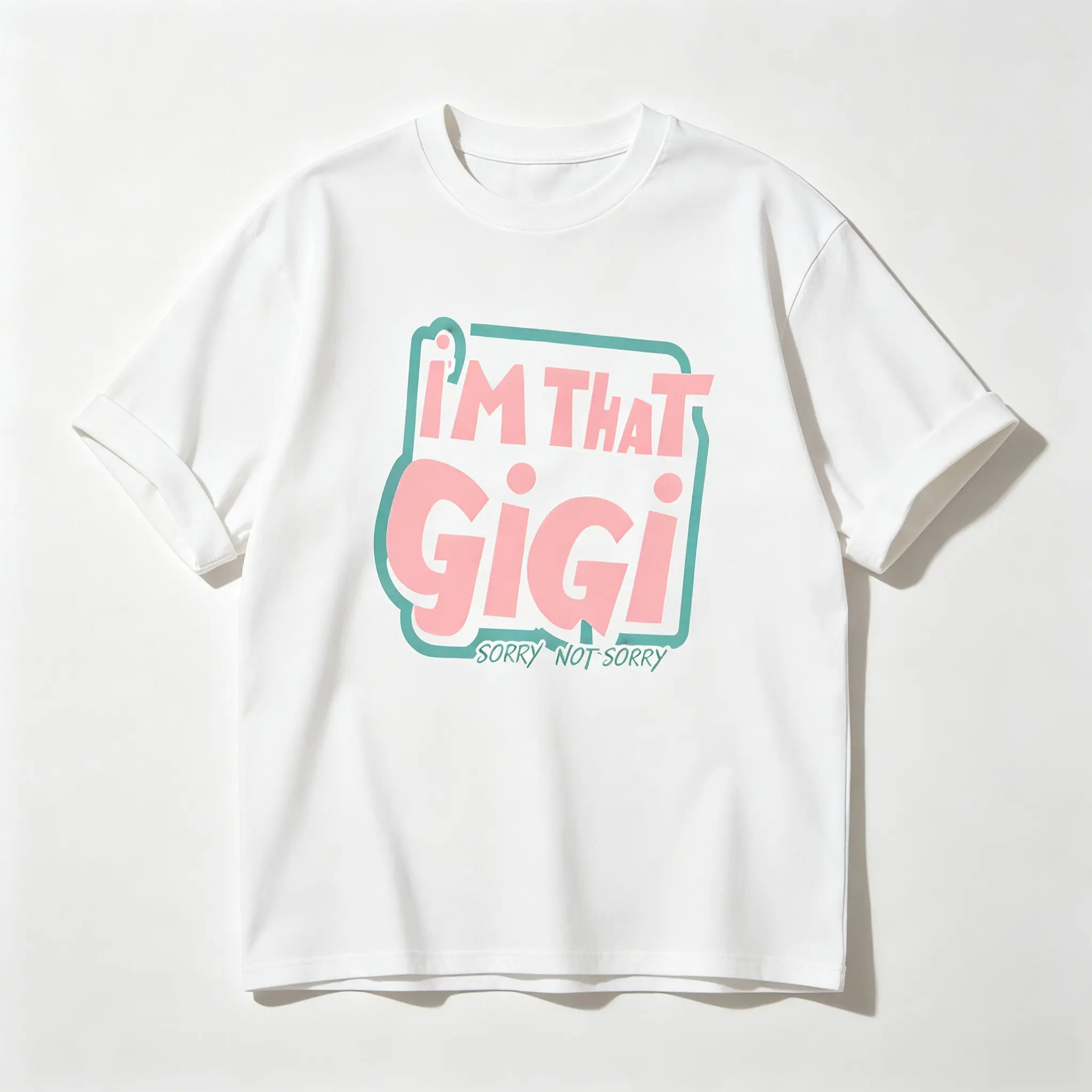 GIGI Text Print Women's T-Shirt Casual Round Neck Spring/Summer Top Short Sleeve