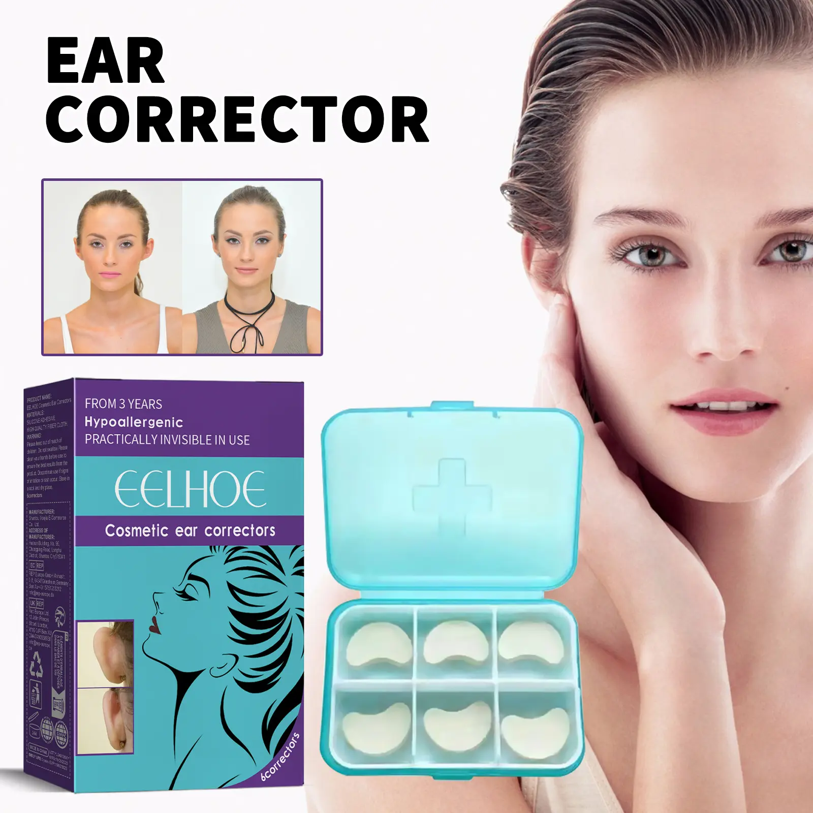 Waterproof and comfortable ear care support patches, invisible ear-shaping stickers that make the ears look smaller.