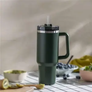 Stanley Reusable Replacement Straws 40 oz & 30 oz Clear Plastic 6 Pack with Cleaning Brush Eco-Friendly Drinkware Perfect Fit for Tumblers