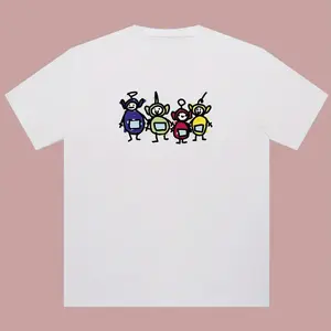 Teletubbies Shirt, Funny Doodle Cartoon Graphic Tee, Retro Childhood Nostalgia T-Shirt, Cute Minimal Art Streetwear Top, Playful Colorful Character Tee, Unisex Cotton Crewneck T-Shirt Menswear Womenswear Streetwear Top