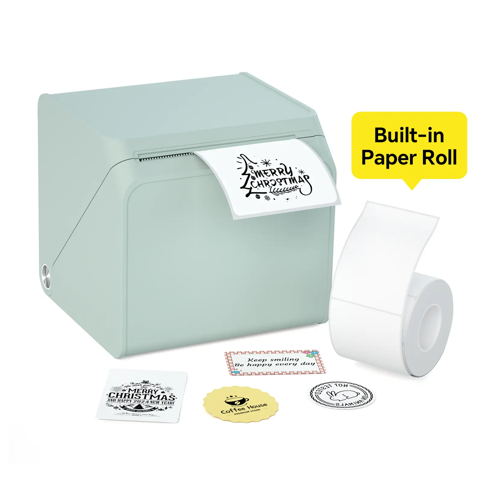 HPRT T260LR 2-Inch Portable Bluetooth Thermal Shipping Label Maker, 1 Roll Pre-Installed Inside, Waterproof Tape & Sticky Labels Included for Small Business, Office Use, Label Printer