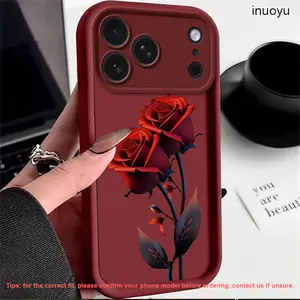 Rose Pattern Soft TPU Phone Case for iPhone 17 Pro Max 17 Air 17e 16 Pro Max 16e 16 15 14 Plus 13 12 Mini 15 14 13 12 11 Pro Max X Xs Max, Anti Slip Anti Fall Shockproof Drop-proof Protective Casing Rugged Durable Silicone Protection Cover