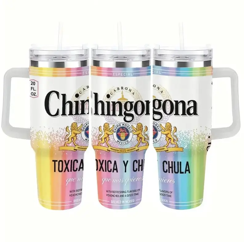 [Mexican Style Collection] Chingona Modelo Inspired 20oz Tumbler with Lid, Stainless Steel Double Wall Vacuum Insulated Travel Mug, Pink Cabrona y Chula Mexican Aesthetic Design, Keeps Drinks Cold & Hot, Unique Gift for Women
