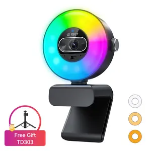 EMEET S600L 4K Streaming Webcam with Built-in Ring Light for PC, Laptop, for Switch2 & Xbox-compatible consoles, 1080p@60fps, Fast AutoFocus, Plug & Play USB Webcam with Privacy Cover, Game-Changer for Streaming & TikTok