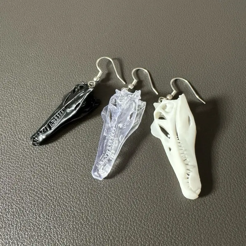 Spinosaurus Skull | Resin Earrings Skull Replica - Semi-Aquatic Apex Predator Fossil Accessory for Dinosaur Enthusiasts