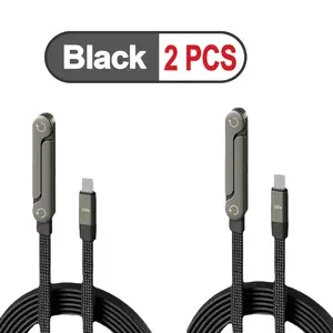 240w 360° Rotating Fast Charging Phone Stand Type C Charger Data Cable, Compatible with iPhone Android Tablets, Foldable Design, 1/2pcs Set