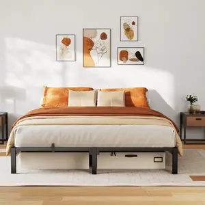 Garvee 10 Inch Heavy Duty Metal Bed Frame - Low Profile Platform with Sturdy Mattress Foundation, Noise-Free, Easy Assembly, No Box Spring Needed, Fits King, Queen, Full, Twin Sizes, Black