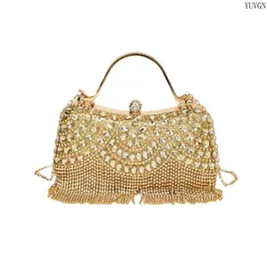 Women's Shiny Rhinestone Tassel Evening Clutch Bag - Elegant Handbag with Detachable Metal Chain, Formal Purse for Wedding, Prom | Gym-Ready Purses, Handbags for Women summerwins,summerwins