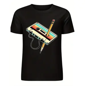 Vintage 80s Cassette Tape Pencil Design Retro Music Lover T-Shirt For Men Golf Gift T-Shirt For Men and Women