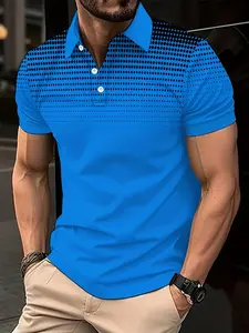 Fashionable new men's casual short-sleeved polo shirts, sports polo shirts, golf shirts, casual holiday lapel short-sleeved button-down shirts, weekend or daily tops