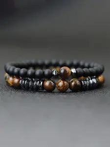 Luxury Men's Stone Bracelet Set, Natural Lapis Lazuli Tiger Eye Beaded Jewelry Gift for Boyfriend, 2 Pieces Per Set, High Quality Bracelet