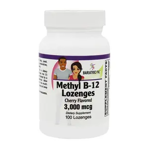 Methyl B-12 (3,000 mcg) with Biotin, B6 & Folate Cherry Flavored Lozenges (100) by BariatricPal