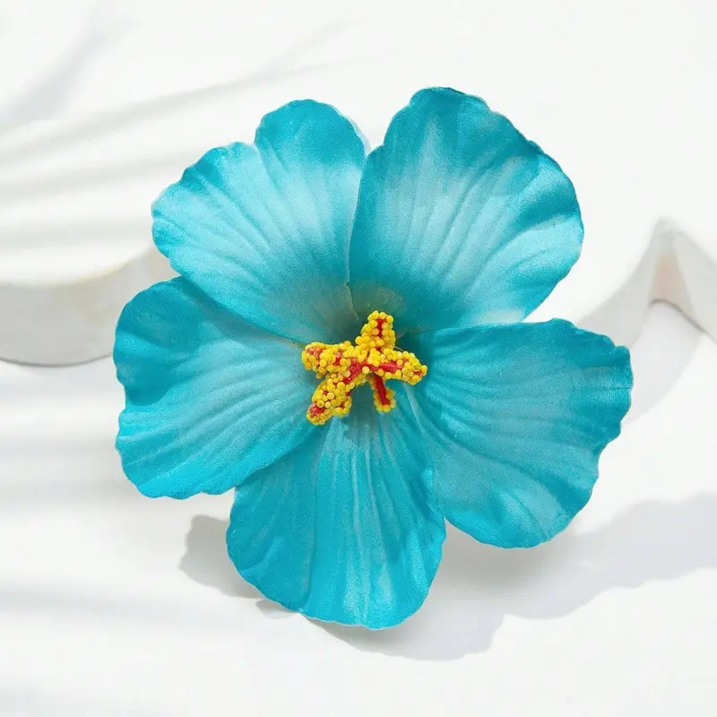 1pc Hibiscus Flower Hair Clips, For Women And Girls, Large Multicolor Tropical Artificial Flower Hair Clips, Bohemian Style, Floral Hair Accessories, Suitable For Summer Beach Vacation, Hawaiian Theme Party, Wedding Favors, Hair Slide