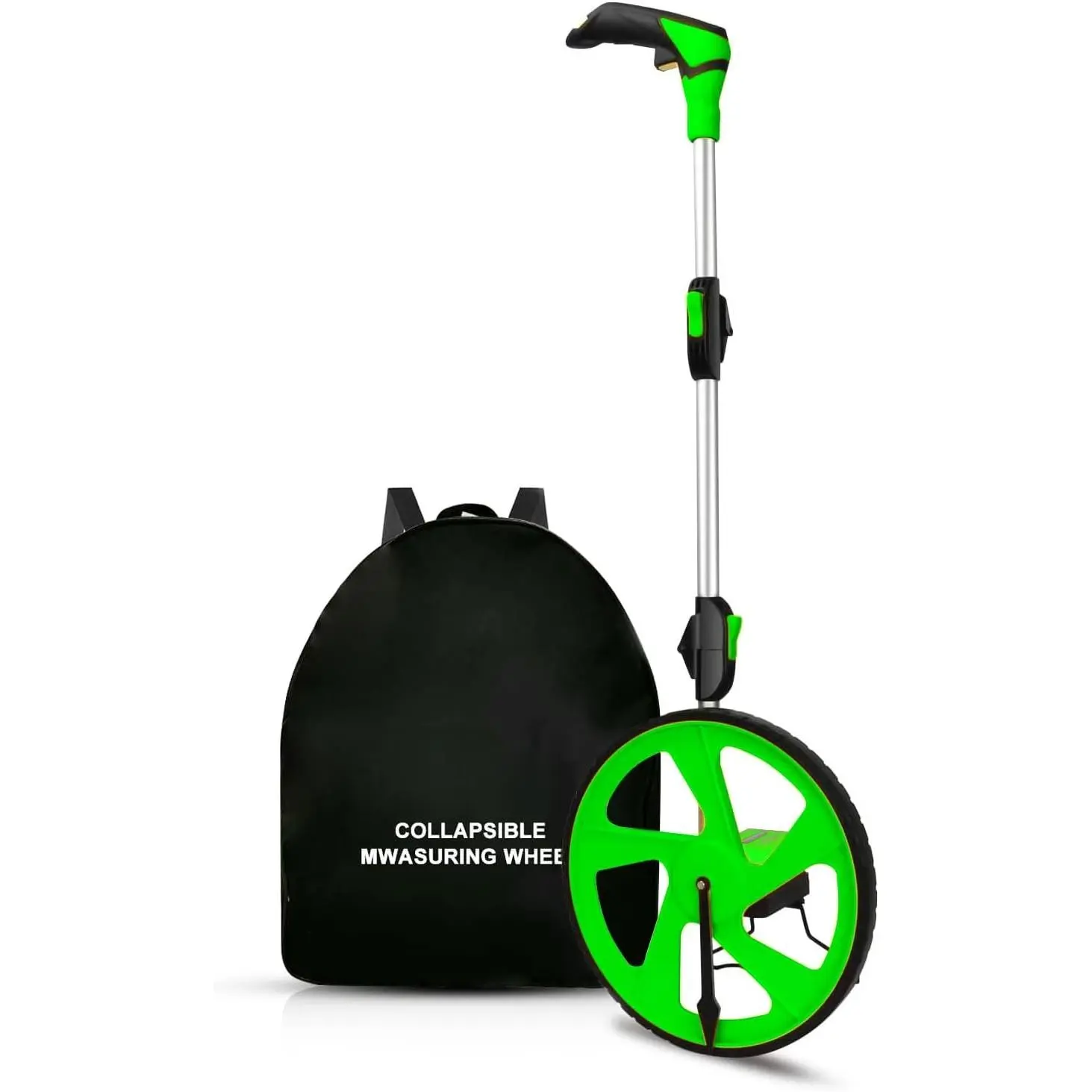 Hand Measuring Tool Rolling Distance Wheel - 10,000Ft Accurate Measurements, Double Collapsible Design, Key Reset, Kickstand, Durable Rubber, Carrying Backpack for Law Enforcement, Construction Workers