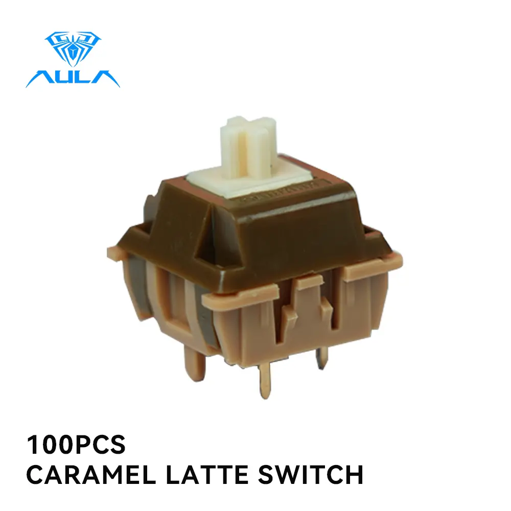 Aula Caramel Latte V2 Linear Mechanical Keyboard Switches 100 PCS, Pre Lubed 5 Pin MX Switches, 45g Smooth Linear Response For Gaming And Typing, Hot Swappable Custom Keyboard Switches  PC Accessories