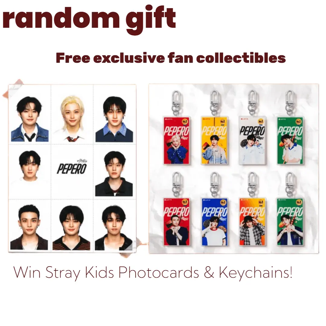 [NOT  FOR SALE GIFT] LOTTE PEPERO Chocolate Biscuit Stick  StrayKids Keyrings 1piece +Straykids Photocard 1piece, Keychain, Collector's Edition