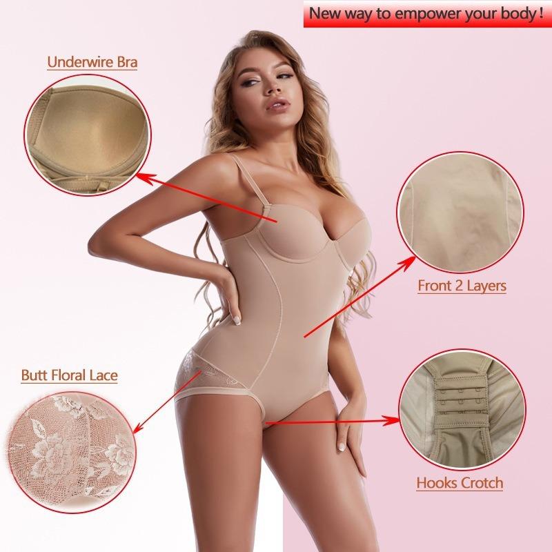 Women's Deep V Backless Slimming Body Shaping Bodysuit, S-XL Sizes Available, Casual Style, Plain Design, All Season Wear